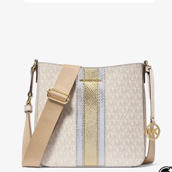 Michael Kors Handbags - Michael Kors Jet Set Travel Cream and Gold Crossbody Bag